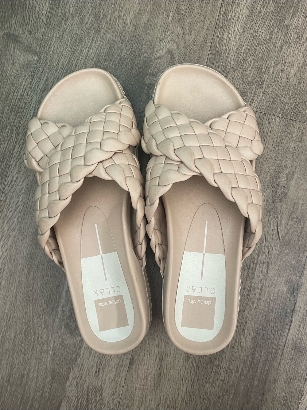 Dolce Vita Braided Slide Mules in Blush Pink